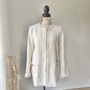 Catherine Malandrino NWT Fringe Jacket Cream Ivory